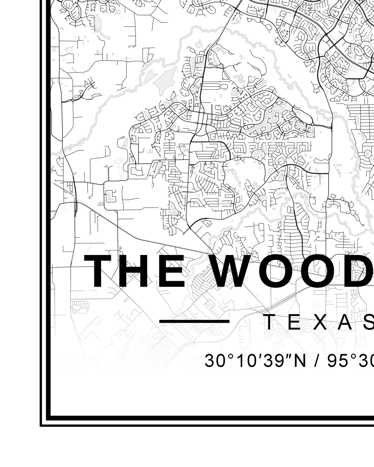 The Woodlands Texas Map Etsy