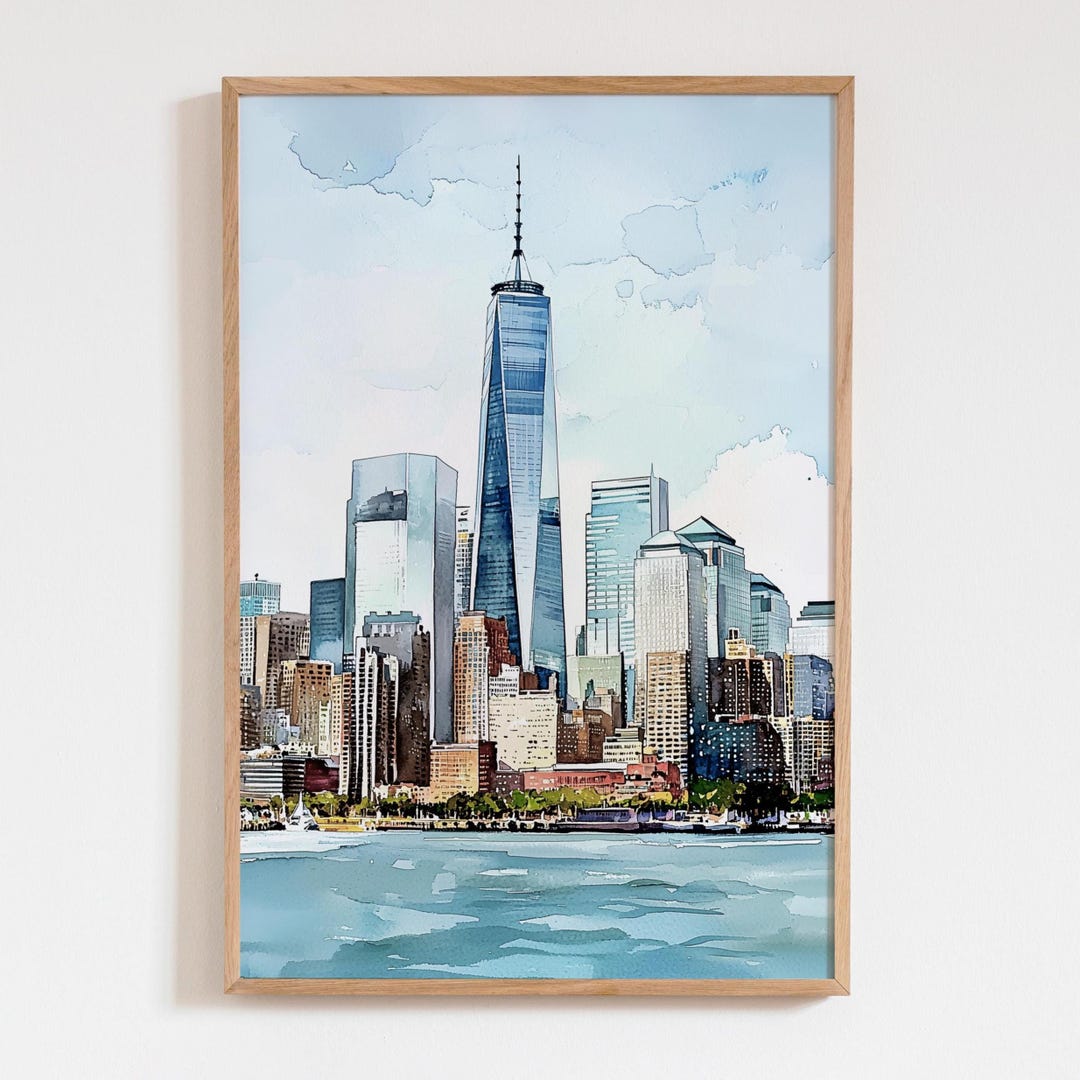 New York City Skyline Watercolor Print, Neutral Wall Art, NYC Clip Art ...
