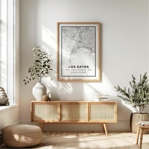 ロスガトス カリフォルニア マップ アート プリント ポスター - カリフォルニア旅行ギフト記念品、ロスガトス CA プリント ウォール アート デコレーション