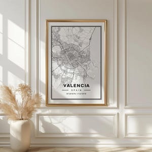 Affiche impression carte Valence Espagne - Espagne voyage cadeau souvenir, décoration murale Valence imprimée