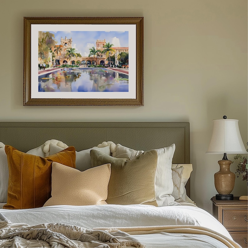 Balboa Park Watercolor Art Print, San Diego Wall Decor, Botanical Garden Poster, Palace of Fine Arts Painting, California Gift Idea image 2