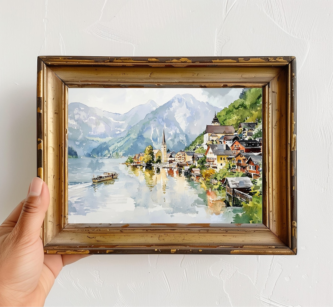 ハルシュタット湖 湖 絵画 森 秀雄 ハルシュタット湖 リトグラフ 絵画