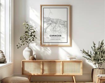 Caracas Venezuela Map Art Print Poster - Venezuela Travel Gift Keepsake, Caracas printed Wall Art Decor