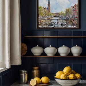 Amsterdam Watercolor Cityscape Print, Netherlands Travel Poster, Amsterdam Skyline Art, Dutch Wall Decor, Watercolor Amsterdam Painting image 10