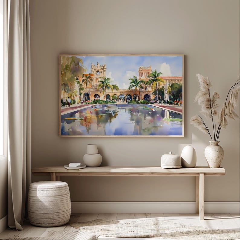 Balboa Park Watercolor Art Print, San Diego Wall Decor, Botanical Garden Poster, Palace of Fine Arts Painting, California Gift Idea image 4