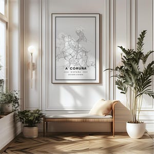 a picture of a room with a couch and a plant