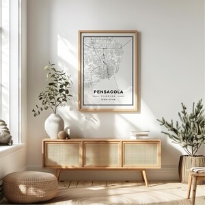 Pensacola Florida kaart Art Print poster - Florida reiscadeau aandenken, Pensacola FL gedrukt Wall Art Decor