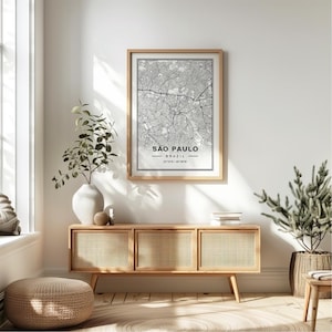 Sao Paulo Brasilien Karte Kunstdruck Poster - Brasilien Reisegeschenk Andenken, SMalo Paulo gedruckte Wandkunst Dekor