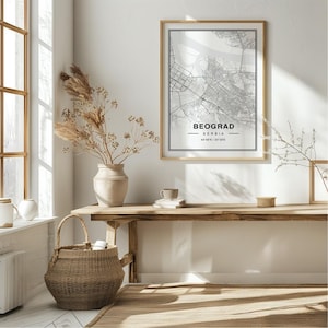 Belgrade Serbie carte Art Print Poster - Serbie voyage cadeau souvenir, Belgrade impression art mural