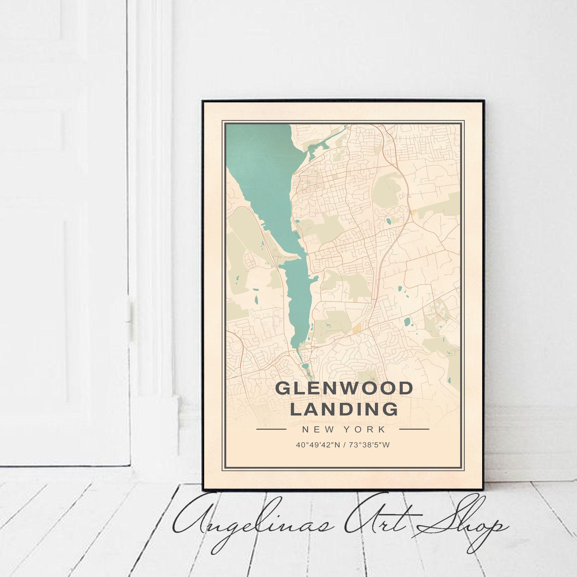 Glenwood Landing Map Glenwood Landing NY Map Vintage Etsy