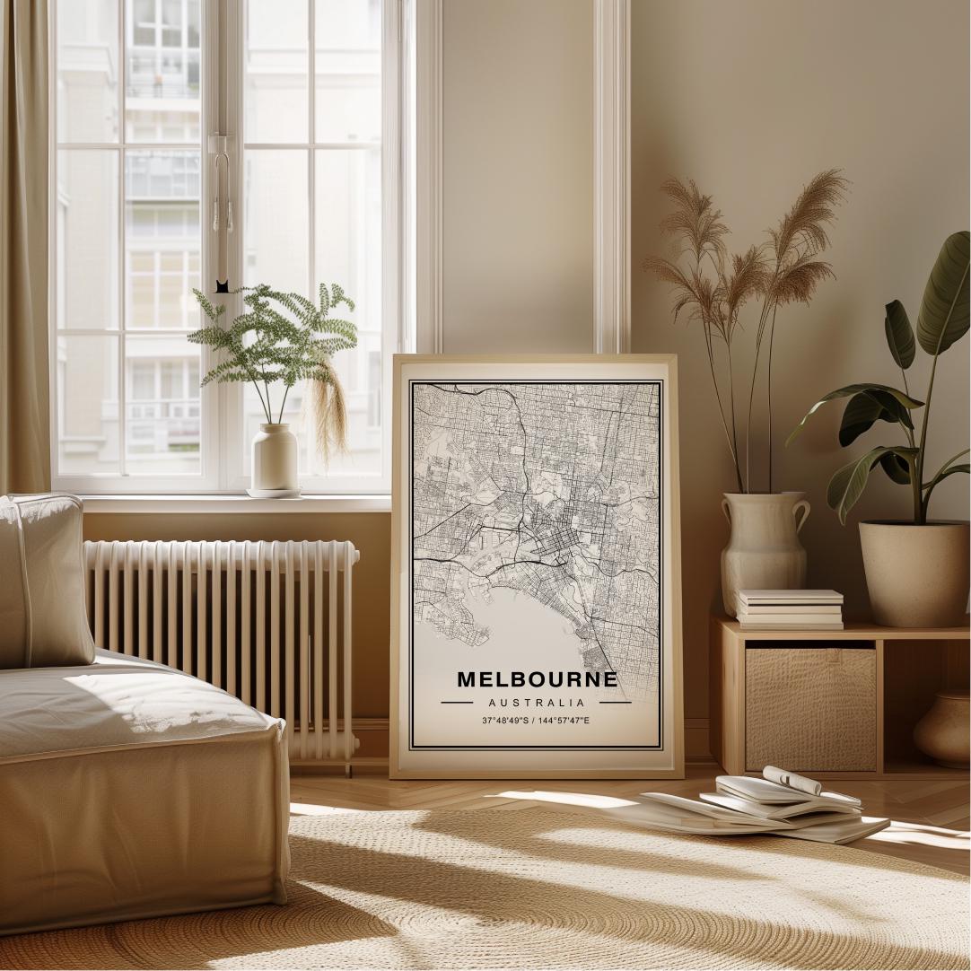 Melbourne Australia Map Art Print Poster - Australia Travel Gift ...