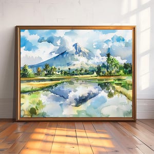 Philippinen Mayon Volcano Aquarell Kunst Poster - Philippinen Wand Kunst - Einzigartiges Reisegeschenk