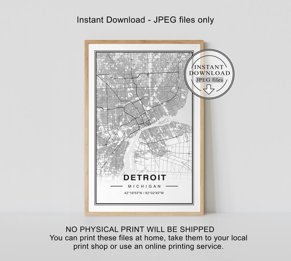 Detroit Map Detroit Map Print Detroit Print Detroit Map - Etsy