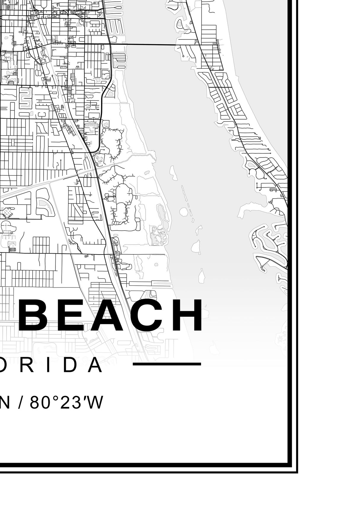 Vero Beach Map Vero Beach Florida Map Vero Beach Fl Map Etsy