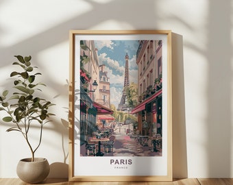 Paris Travel Poster - Eiffel Tower View Print, Interior Wall Art Decor, Holiday Gift