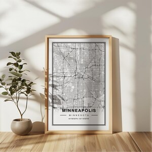Minneapolis Minnesota Karte Kunstdruck Poster - Minnesota Reisegeschenk Andenken, Minneapolis MN gedruckte Wandkunst Dekor