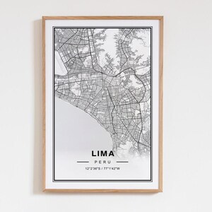 Lima Peru Map Art Print Poster - Peru Travel Gift Keepsake, Lima printed Wall Art Decor
