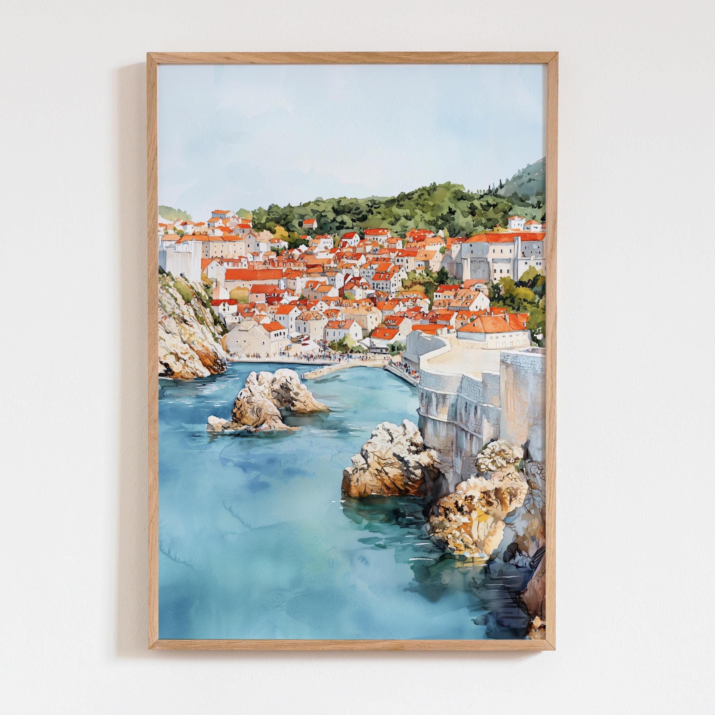 北欧　DUBROVNIK 宝石の様な風景画 Dubrovnik Watercolor - Etsy