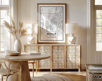 Seville Spain Map Art Print Poster - Spain Travel Gift Keepsake, Seville printed Wall Art Decor
