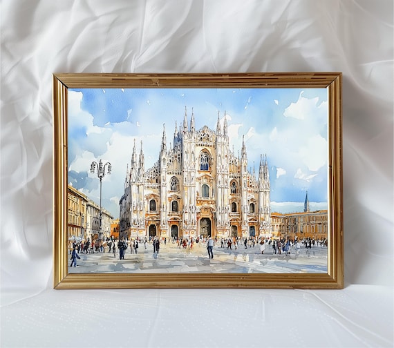 ミラノ大聖堂 油彩画 ミラノ大聖堂の水彩画 | ミラノ大聖堂のアート | イタリアの街並みを