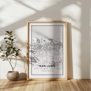 San Juan Puerto Rico Map Art Print Poster - Puerto Rico Travel Gift Keepsake, San Juan PC printed Wall Art Decor