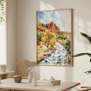 Zion National Park aquarel Art Print, Zion Travel Art Poster, VS muurdecoratie cadeau afbeelding 7