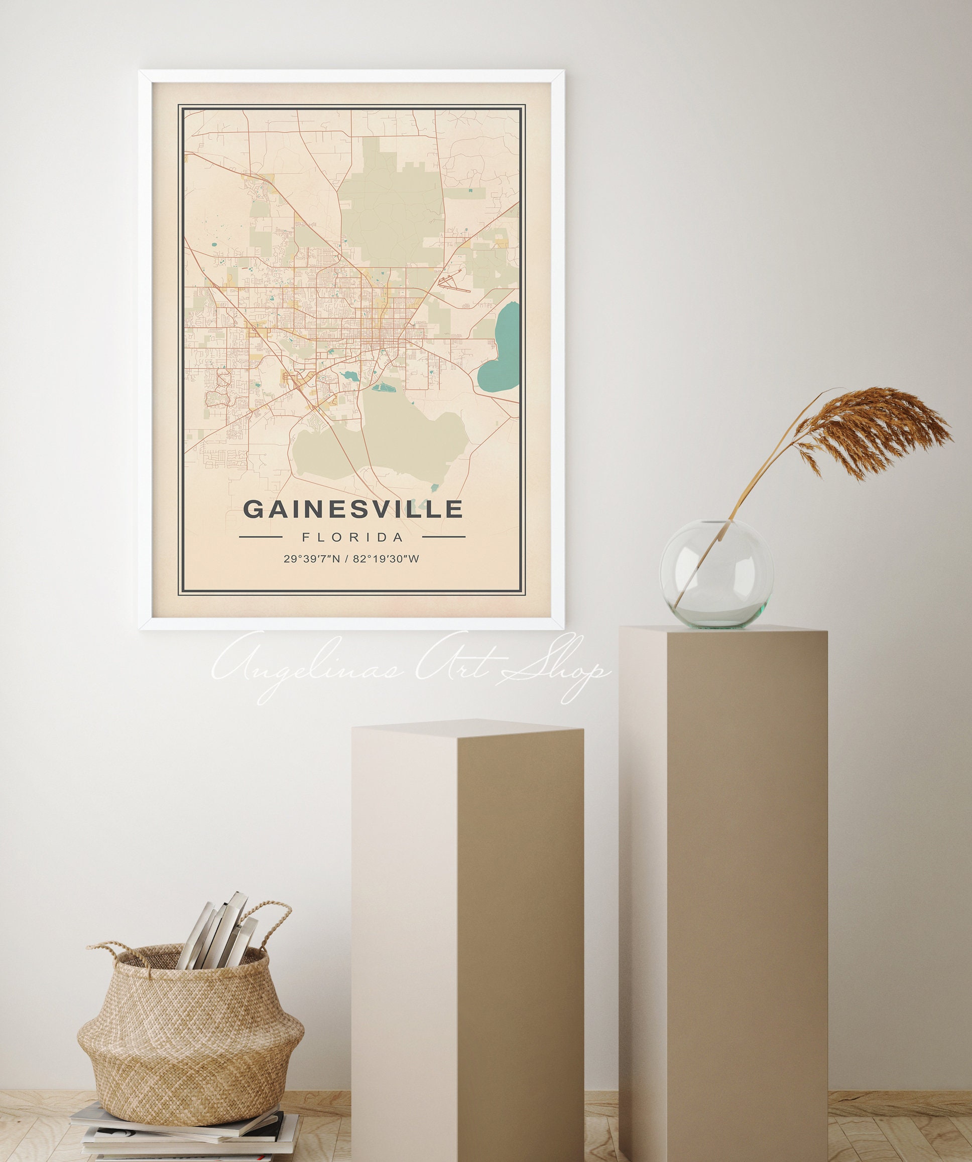 Gainesville Map Gainesville Florida Map Vintage Gainesville - Etsy