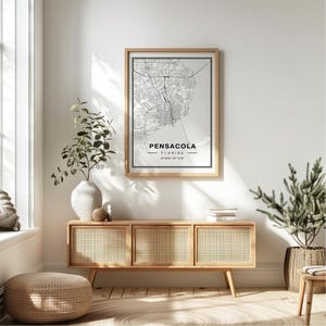 Pensacola Florida kaart Art Print poster - Florida reiscadeau aandenken, Pensacola FL gedrukt Wall Art Decor