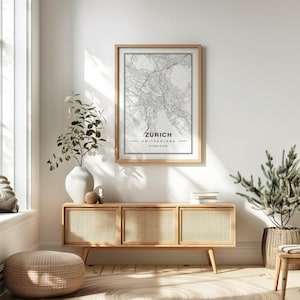 Zürich Karte Reise Poster Druck Innenwand Kunst Dekor, Urlaub Jahrestag Geschenk