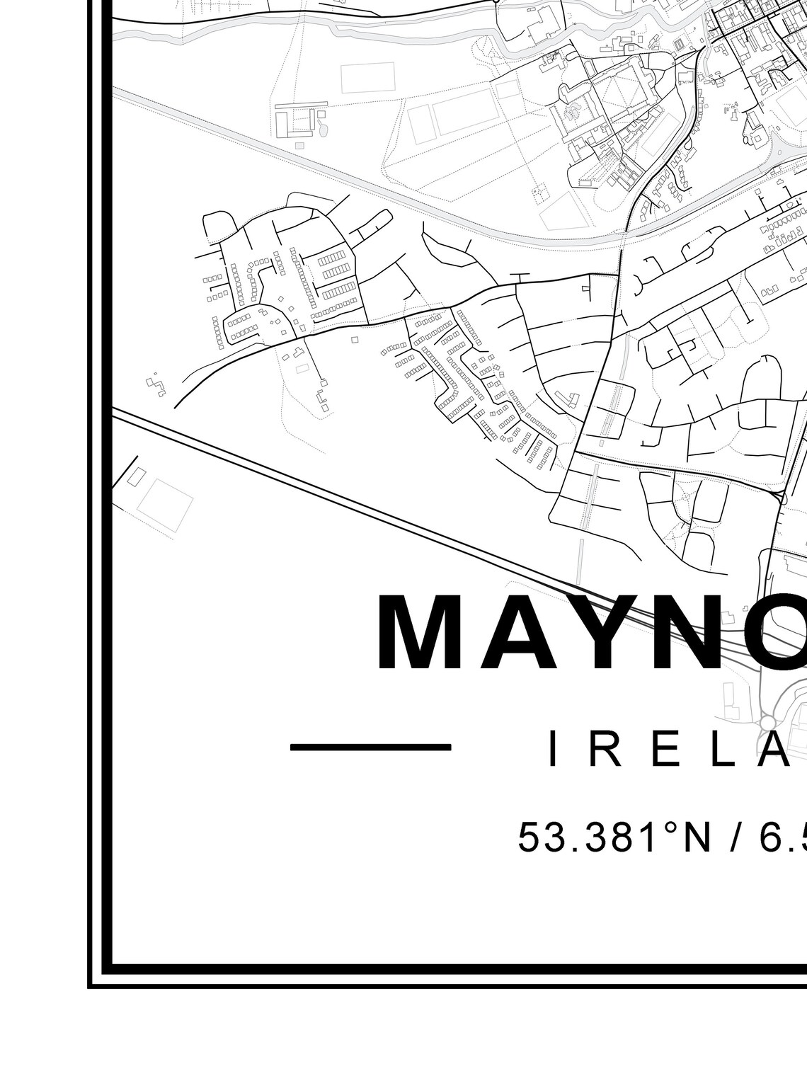 Maynooth Ireland Map Etsy