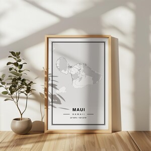 Maui Hawaii Reise Karte Kunst Poster Druck - Individuelle personalisierte romantische Geschenkidee