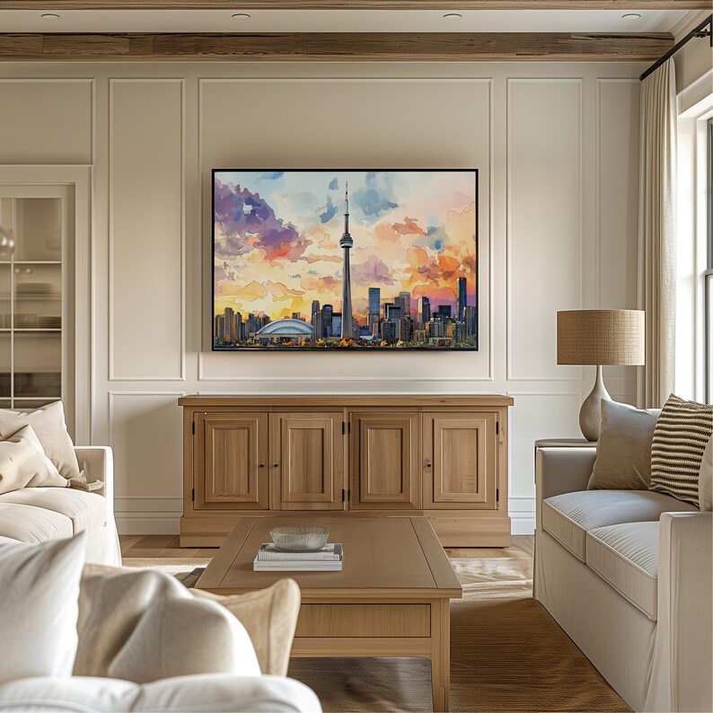 Toronto Skyline Watercolor Painting - Canada Travel Art Poster - Toronto Wall Art Print - Canada Home Decor - Toronto Artwork Gift image 8