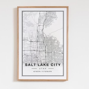 Salt Lake City Utah Map Art Print Poster - Utah Travel Gift Keepsake, Salt Lake City UT printed Wall Art Decor