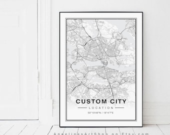 Custom Map, Custom City Map, Custom City, Map Poster, Map Print, Custom Map Poster, Custom Map Print, Streets Map, City Map, Map Art
