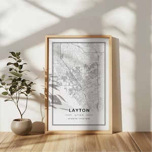 Layton Map Utah Kunstdruck Poster - Utah Reisegeschenk Andenken, Layton UT gedruckt Wand Kunst Dekor