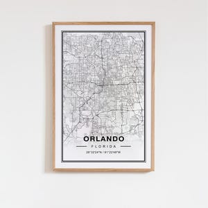 Orlando Florida kaart Art Print poster - Florida Travel Gift Keepsake, Orlando FL gedrukt Wall Art Decor
