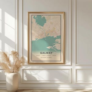 Galway Irland Vintage Karte Kunstdruck Poster - Irland Reisegeschenk Andenken, Galway gedruckte Wandkunst Dekor