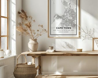 Cape Town South Africa Map Art Print Poster - South Africa Travel Gift Keepsake, Cape Town printed Wall Art Decor