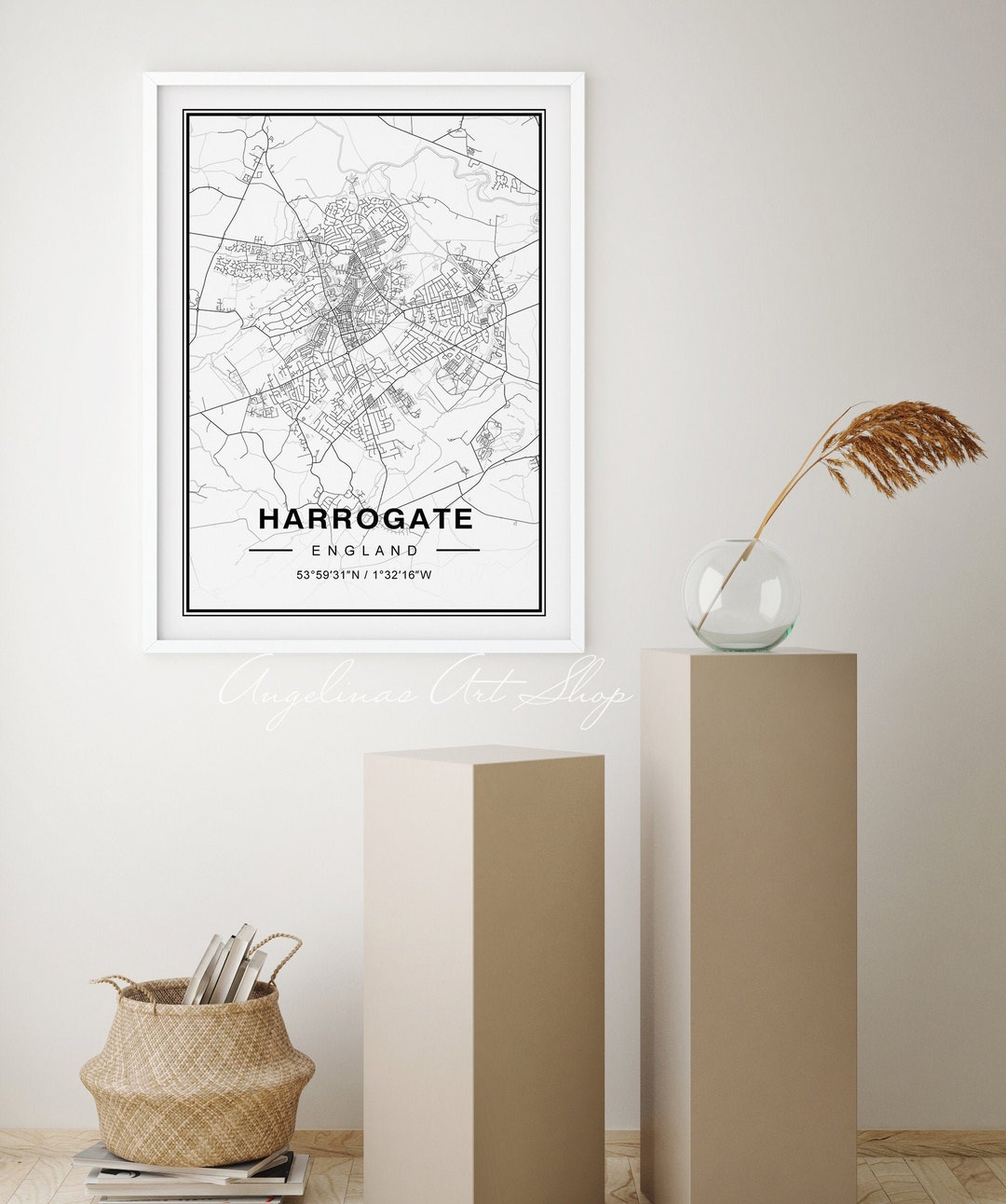 Harrogate Map, Harrogate, Harrogate England, Harrogate Print, Harrogate