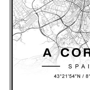 A Coruña Spain Map Art Print Poster - Spain Travel Gift Keepsake, A Coruña printed Wall Art Decor image 8