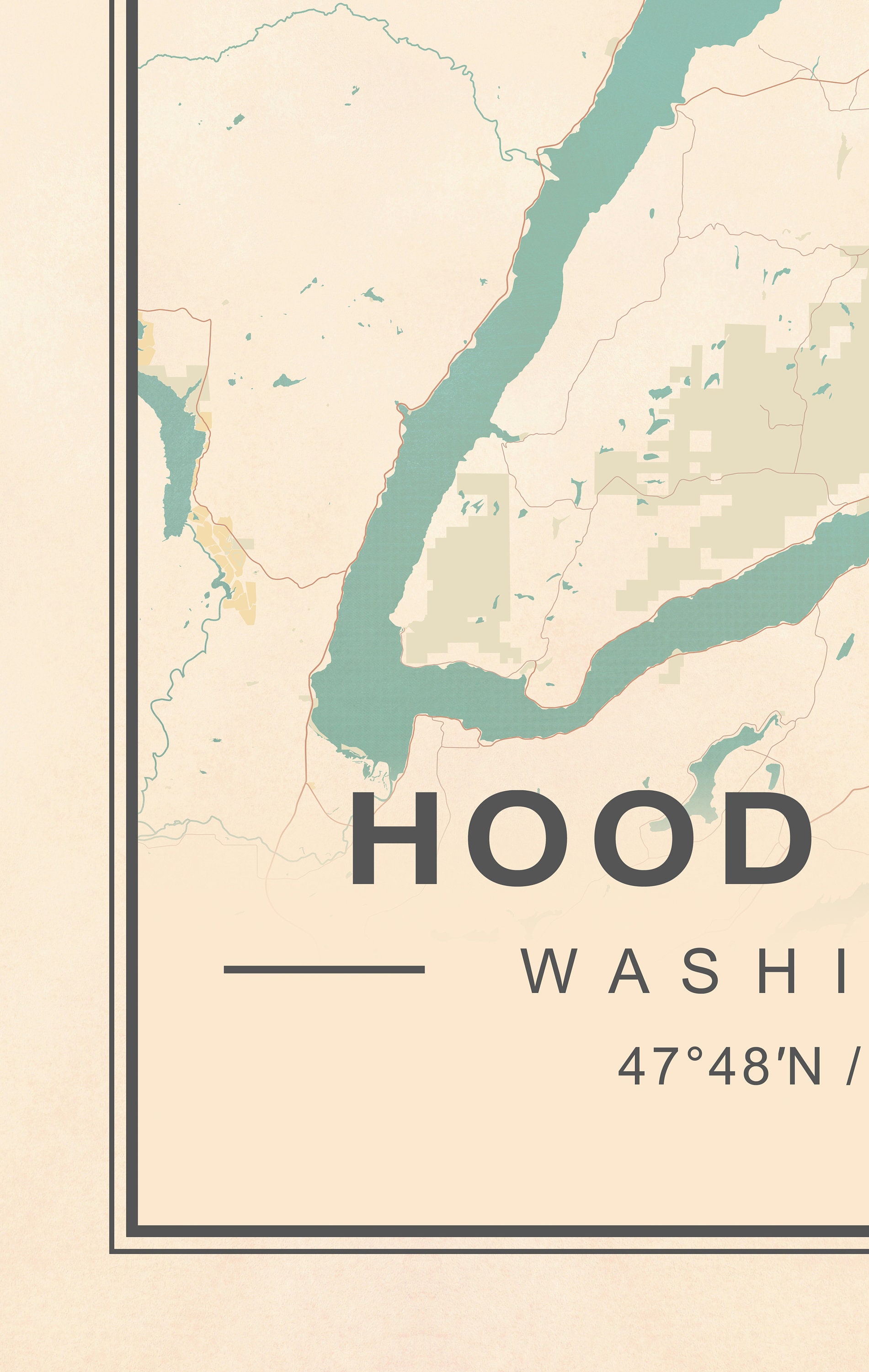 Hood Canal Map Hood Canal Washington Map Vintage Hood Canal - Etsy