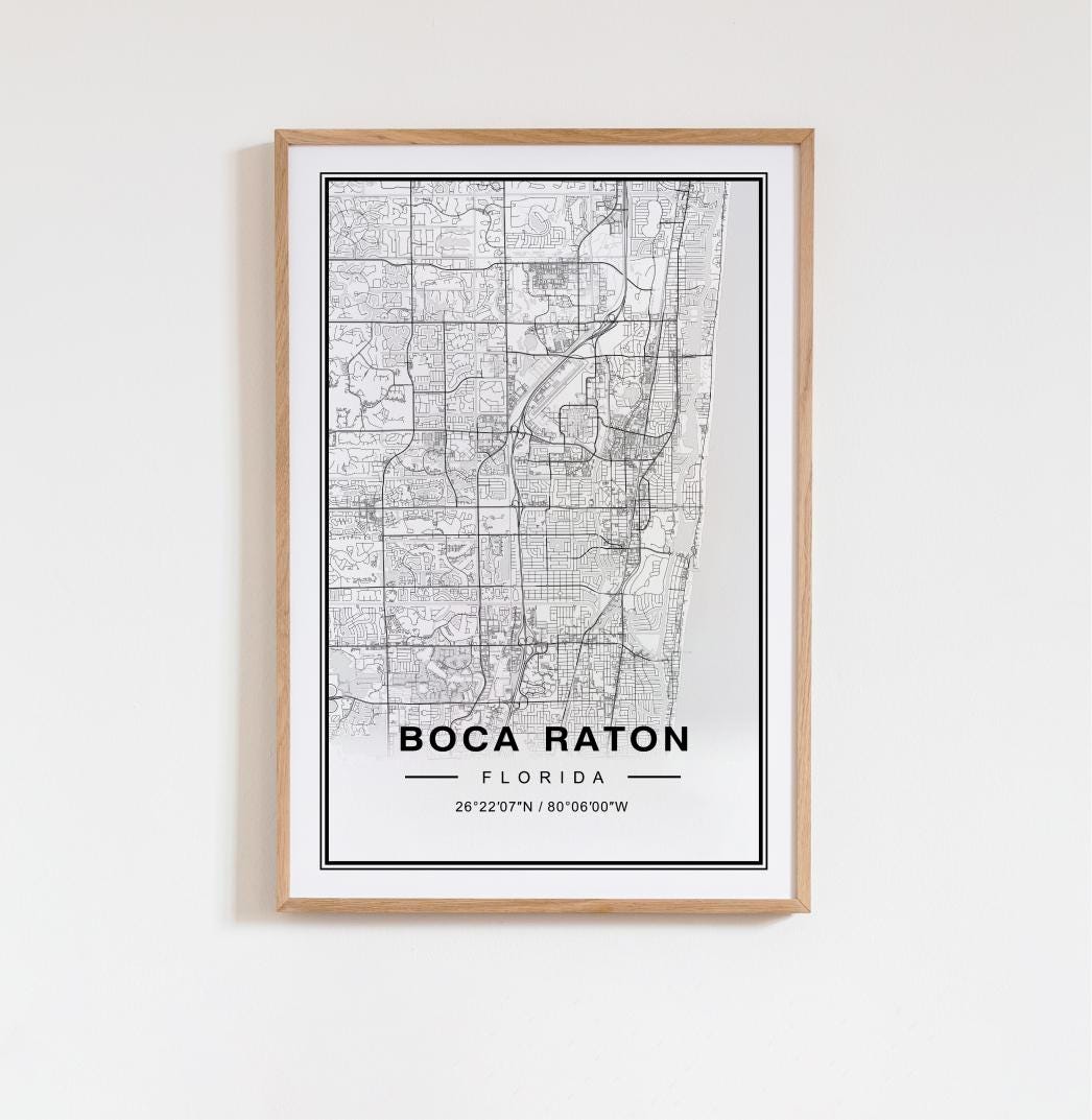 Boca Raton Florida Map Art Print Poster - Florida Travel Gift Keepsake ...