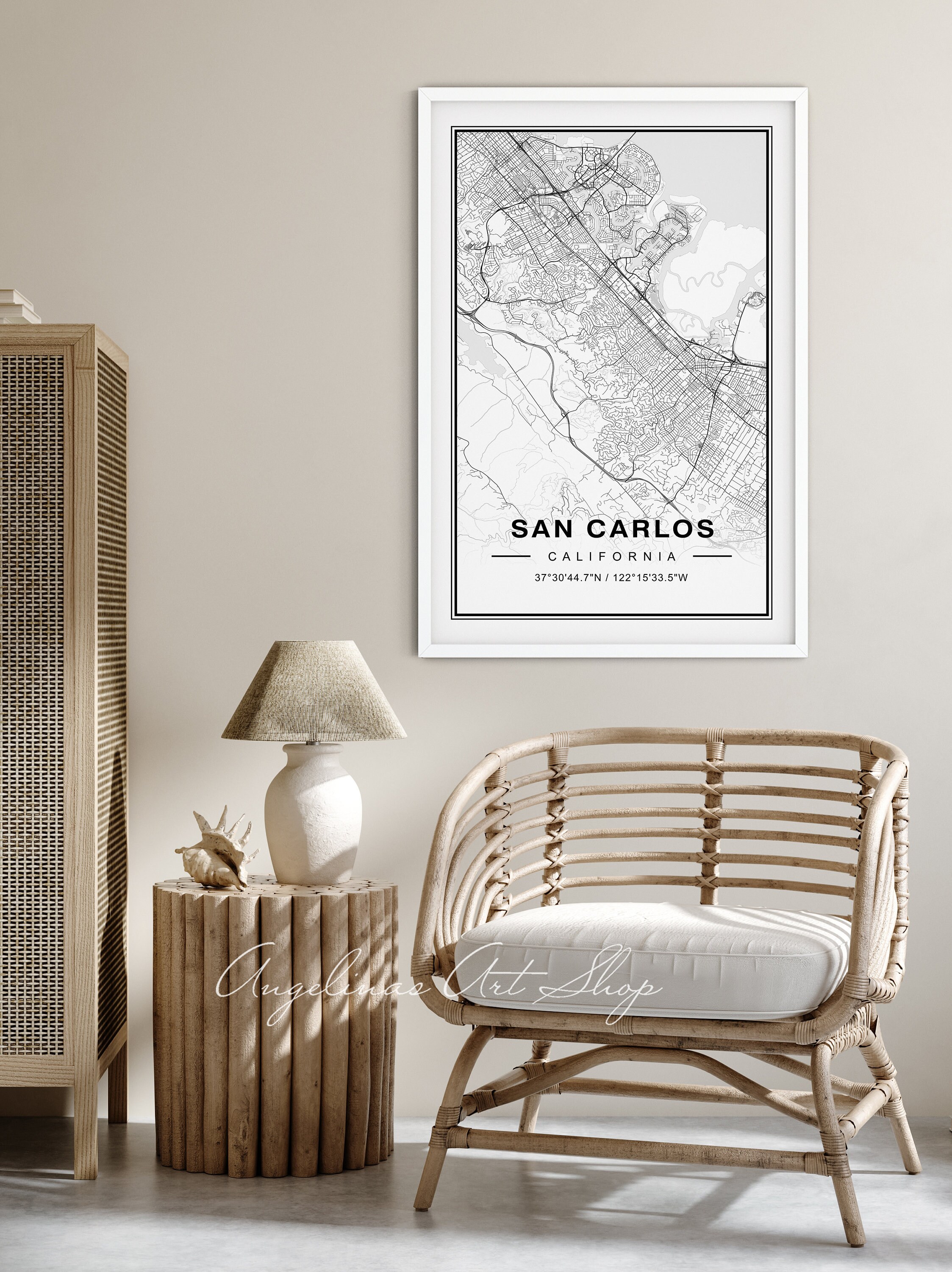 San Carlos Map San Carlos California Map San Carlos CA Map - Etsy