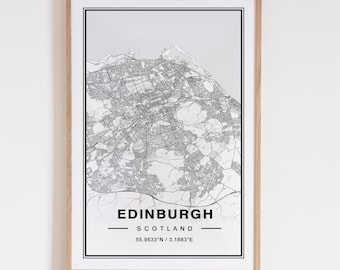 Edinburgh Scotland Map Art Print Poster - Scotland Travel Gift Keepsake, Edinburgh printed Wall Art Decor
