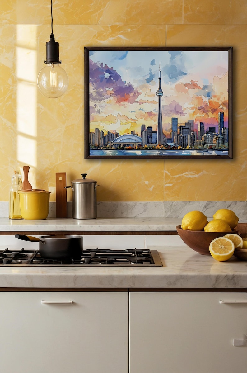 Toronto Skyline Watercolor Painting - Canada Travel Art Poster - Toronto Wall Art Print - Canada Home Decor - Toronto Artwork Gift image 10