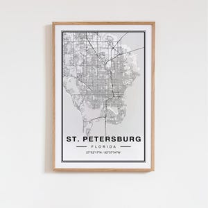 St. Petersburg Florida kaart Art Print poster - Florida Travel Gift Keepsake, St. Petersburg FL gedrukt Wall Art Decor