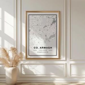 County Armagh Irlande carte Art Print Poster - Irlande voyage cadeau souvenir, County Armagh imprimé Art mural