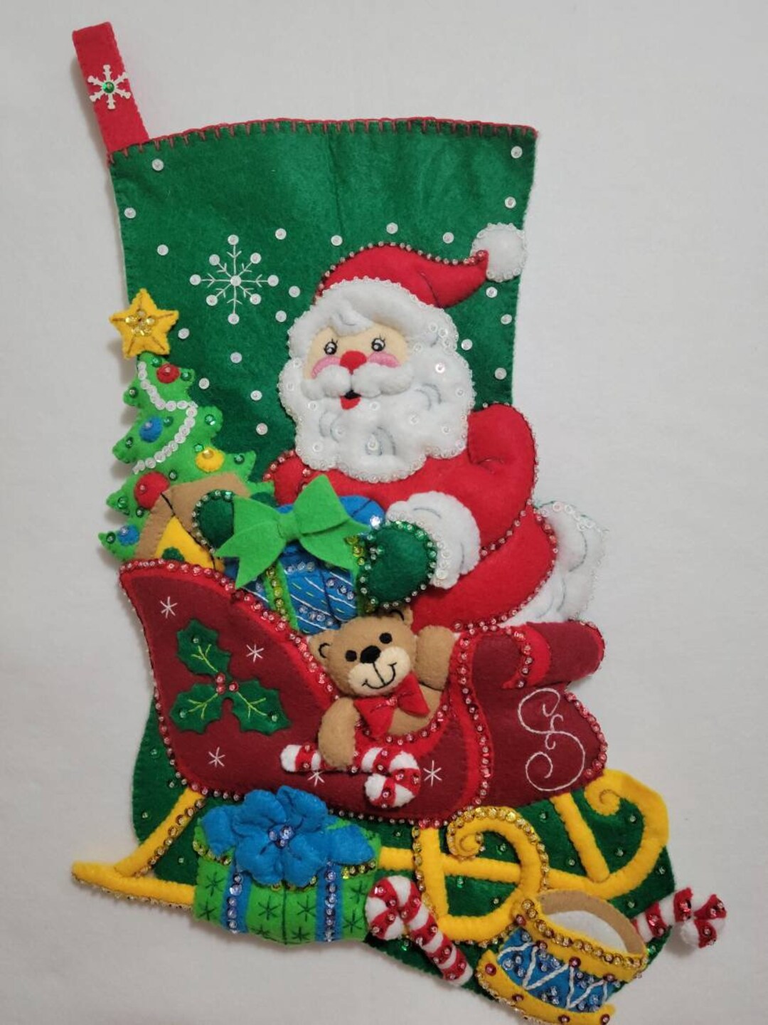 Bucilla Santa's Sleigh Stocking Finished Bucilla Etsy