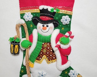 Bucilla Light Up the Holiday Stocking, Finished Bucilla Stocking, Finished Felt Stockings,Family Stocking, Children's Stockings