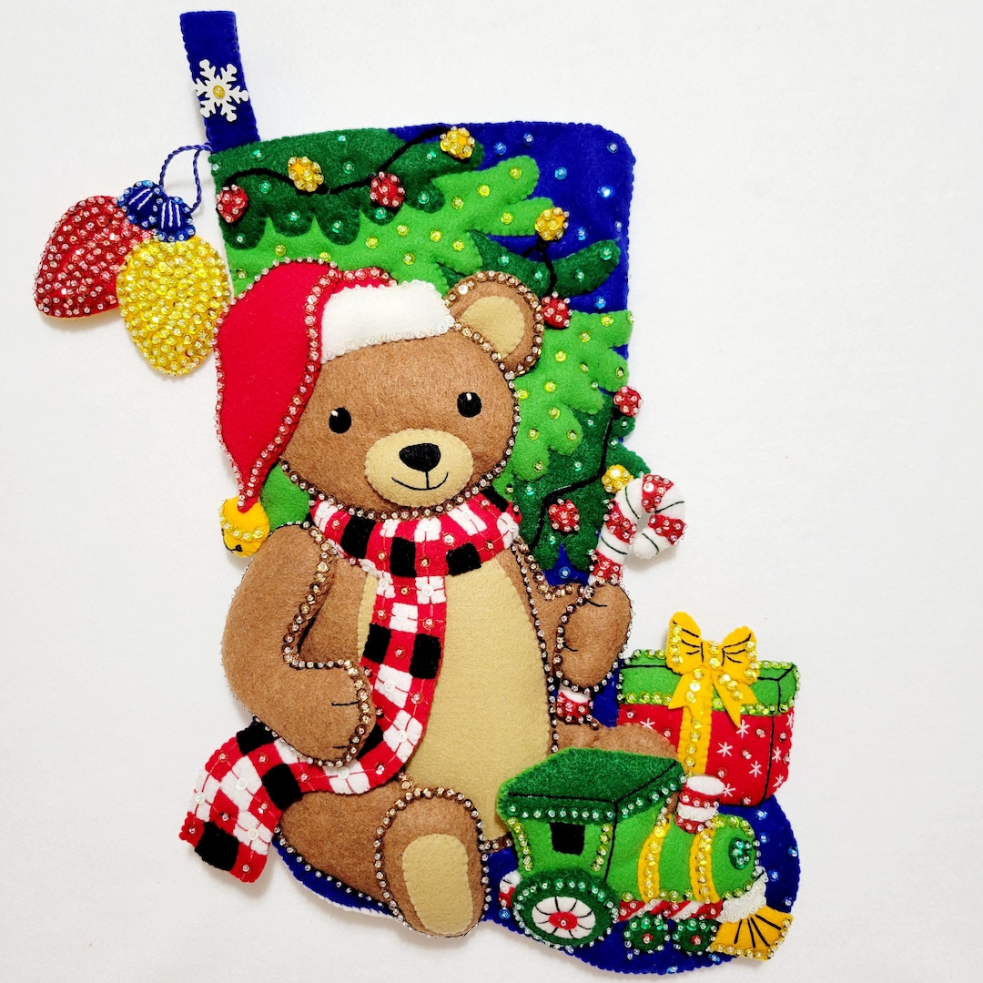 Bucilla Teddy Bear Felt Stocking - Etsy